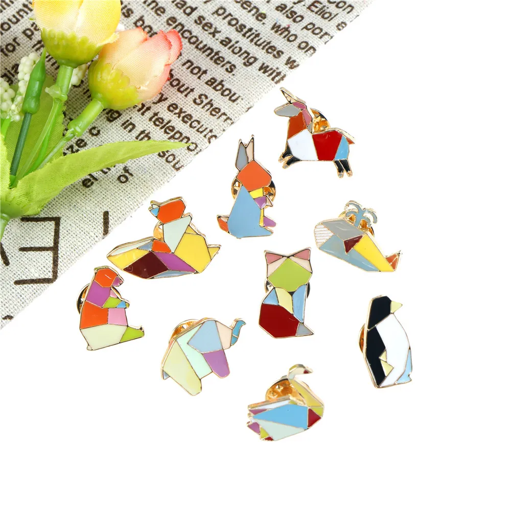 Дизайнерские броши в виде оригами животных слона кролика медведя белки Кита
