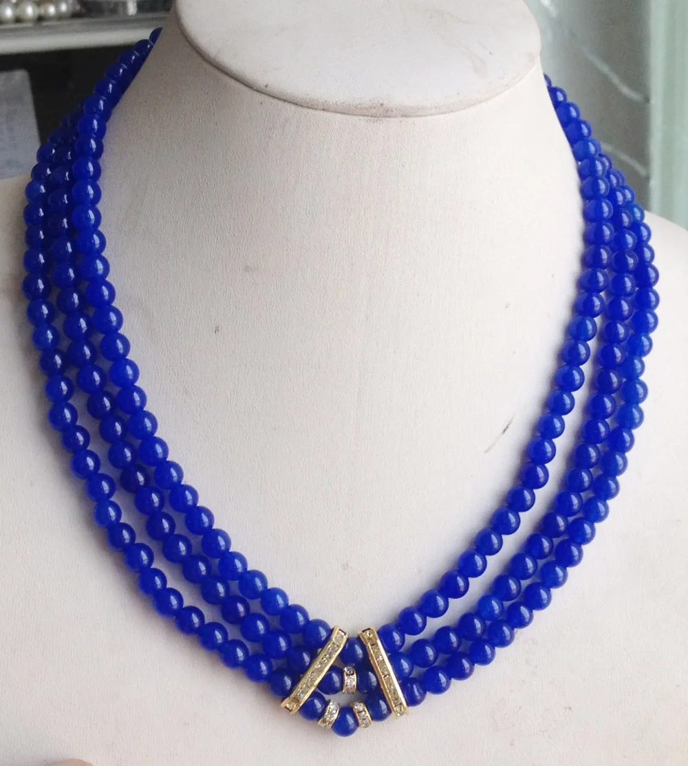 word Love women Fashion Jewelry Beautiful Hot sale 3Rows 6mm Blue jewelry gem stone beads jaspers Necklace
word Love women Fashion Jewelry Beautiful Hot sale 3Rows 6mm Blue jewelry gem stone beads jaspers Necklace