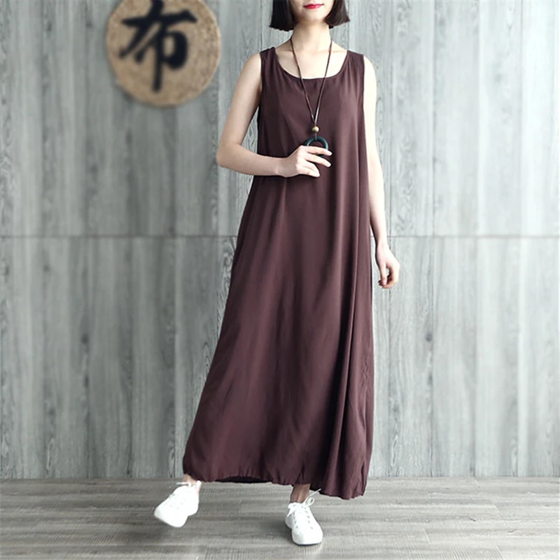 Summer Fashion New Cotton And Linen Vest Long Female Sling Literary Loose Large Size Dress Round Neck Sleeveless Dress H0056
Summer Fashion New Cotton And Linen Vest Long Female Sling Literary Loose Large Size Dress Round Neck Sleeveless Dress H0056