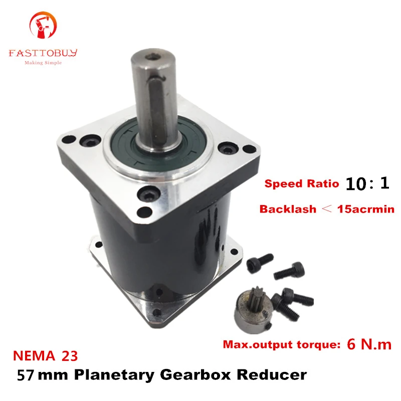 High Precision NEMA23 Planetary Gearbox 15 acrmin Planetary Reducer Ratio 10:1 for NEMA23 57mm Servo / Stepper Motor 57XG-10
High Precision NEMA23 Planetary Gearbox 15 acrmin Planetary Reducer Ratio 10:1 for NEMA23 57mm Servo / Stepper Motor 57XG-10