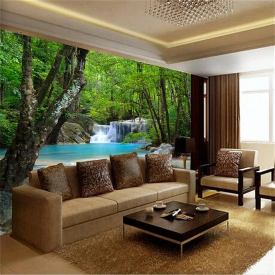 Обои на заказ wellyu 3D фрески лес река водопад фон для гостиной декоративная
