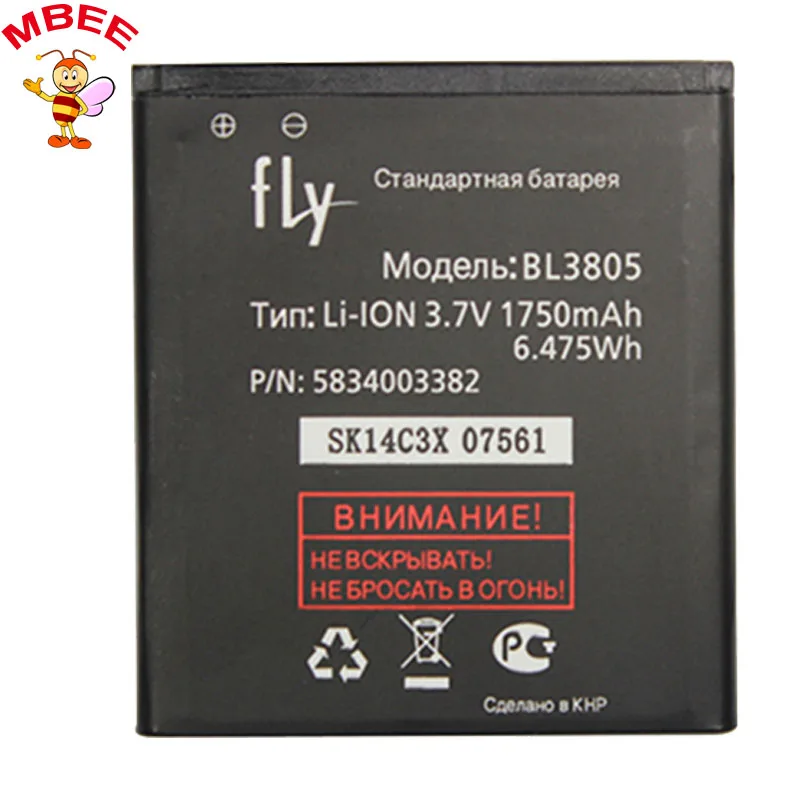

Fly IQ4404 IQ4402 3.7V 1750mAh Original Replacement Phone Li-ion Battery BL3805 Accumulator