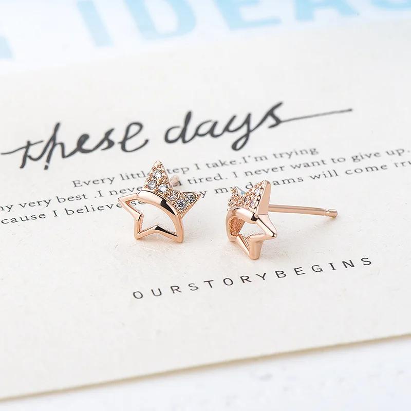 925 Sterling Silver Earring Simple Hollow Pentagram Star Crystal Stud Earring For Women Wedding Party Jewelry Gift
925 Sterling Silver Earring Simple Hollow Pentagram Star Crystal Stud Earring For Women Wedding Party Jewelry Gift