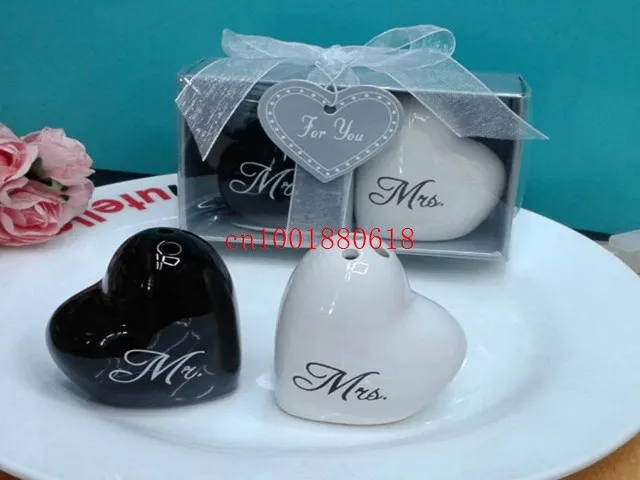 Бесплатная Доставка свадебные подарки шейкер для соли и перца в форме сердца