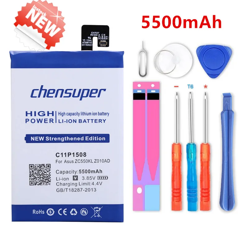 chensuper 5500mAh Phone Li-ion Battery C11P1508 For ASUS Zonfone max ZC550KL Z010AD Z010D Z010DA Well-tested Phone Battery
chensuper 5500mAh Phone Li-ion Battery C11P1508 For ASUS Zonfone max ZC550KL Z010AD Z010D Z010DA Well-tested Phone Battery