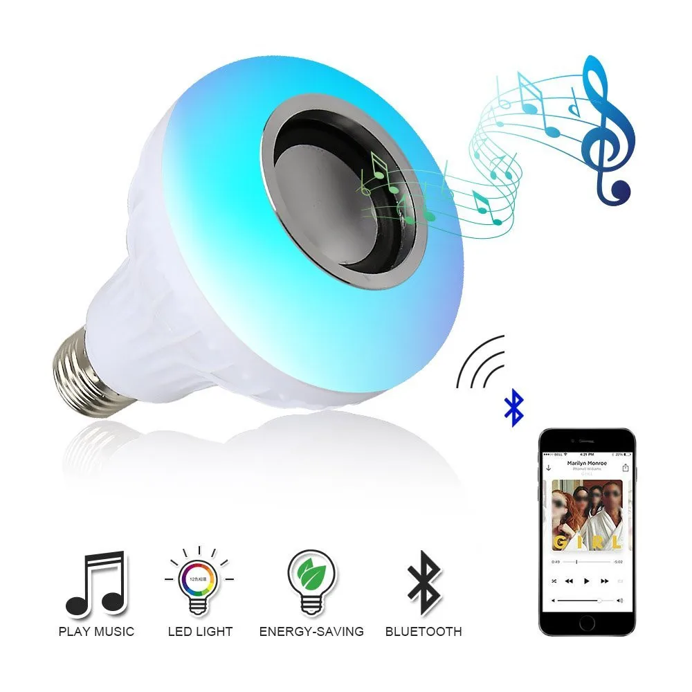 Smart E27 7W Ampoule LED Bulb RGB Light Wireless Bluetooth Audio Speaker Music Playing Dimmable Lamp with Remote Control #
Smart E27 7W Ampoule LED Bulb RGB Light Wireless Bluetooth Audio Speaker Music Playing Dimmable Lamp with Remote Control #