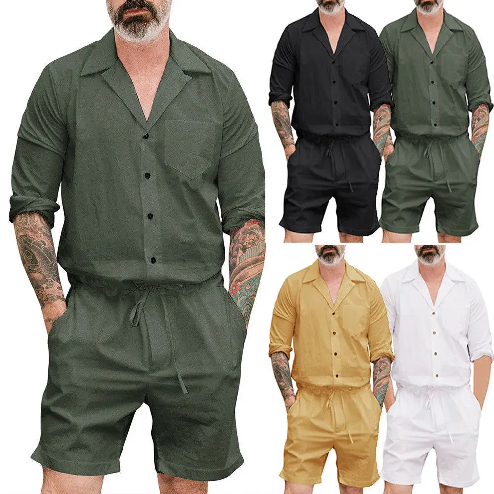 Mens Clothes Men Short Sleeve V-Neck Button Casual Belt Solid 2018 Summer Cargo Pants Siamese Trousers
Mens Clothes Men Short Sleeve V-Neck Button Casual Belt Solid 2018 Summer Cargo Pants Siamese Trousers