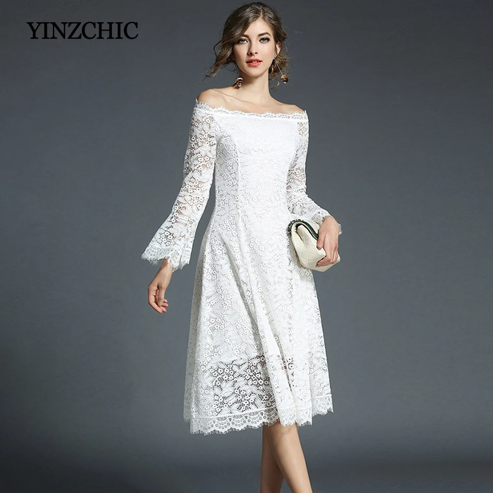 fashion woman elegant lace dress sexy slash neck a-line party dress flare sleeve knee length dress OL casual dress
fashion woman elegant lace dress sexy slash neck a-line party dress flare sleeve knee length dress OL casual dress