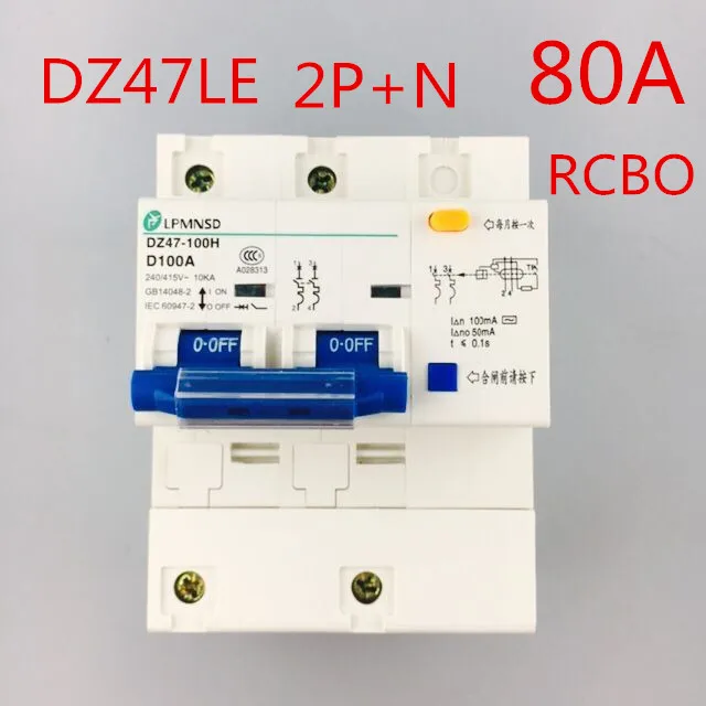 Автоматический выключатель остаточного тока DZ47LE 2P + N 80A с защитой от перегрузки по току и утечки RCBO
Автоматический выключатель остаточного тока DZ47LE 2P + N 80A с защитой от перегрузки по току и утечки RCBO