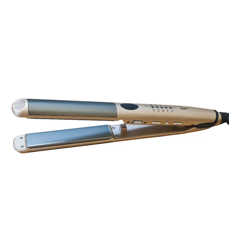 2-in-1 Hair Straightener with Dual Use Flat Curling Iron with 5 Temperature Settings with Dual Voltage Gold 30
2-in-1 Hair Straightener with Dual Use Flat Curling Iron with 5 Temperature Settings with Dual Voltage Gold 30