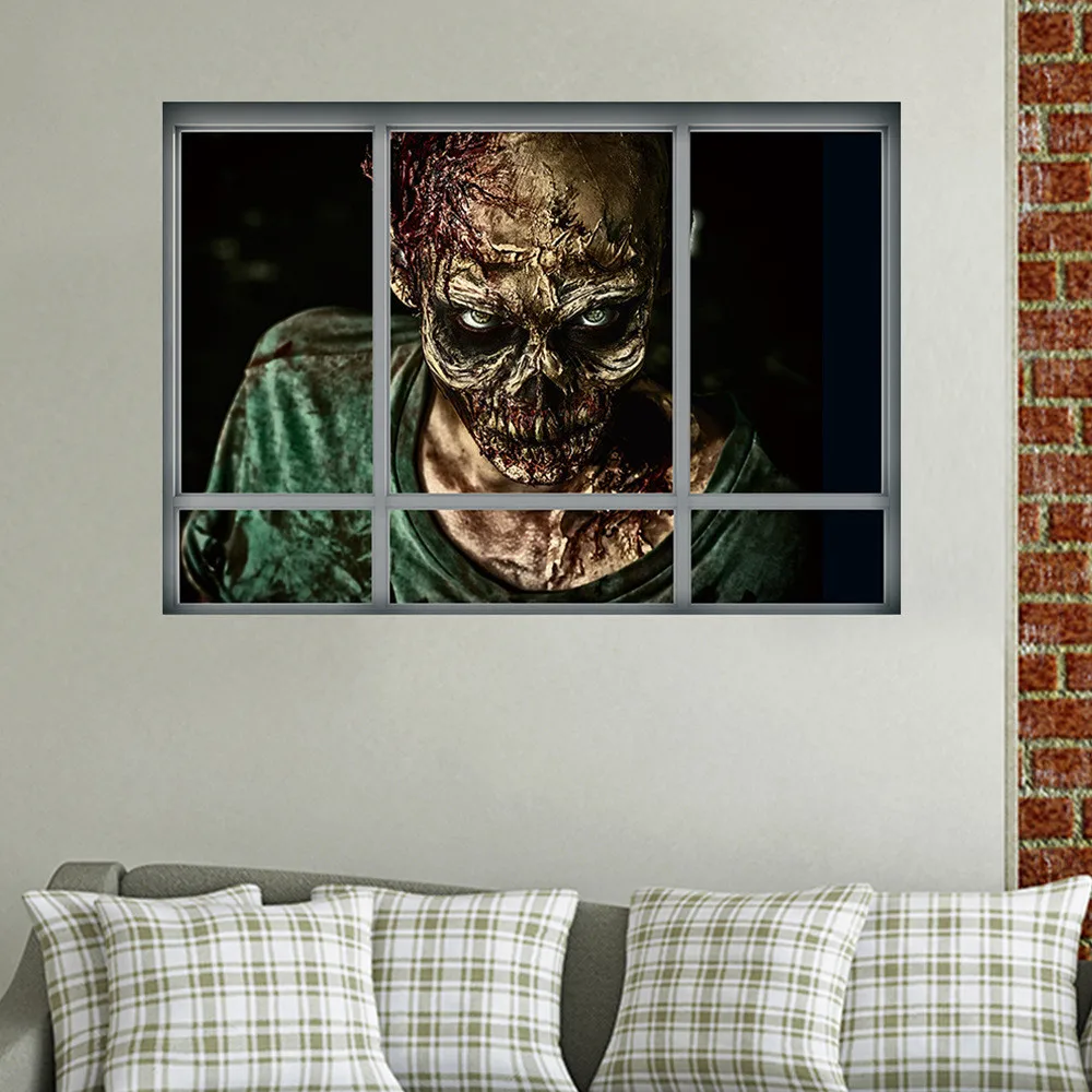 New Halloween 3D wallpapers Zombie stickers Happy Household Room Wall Sticker Mural Decor Decal Removable Terror | Дом и сад