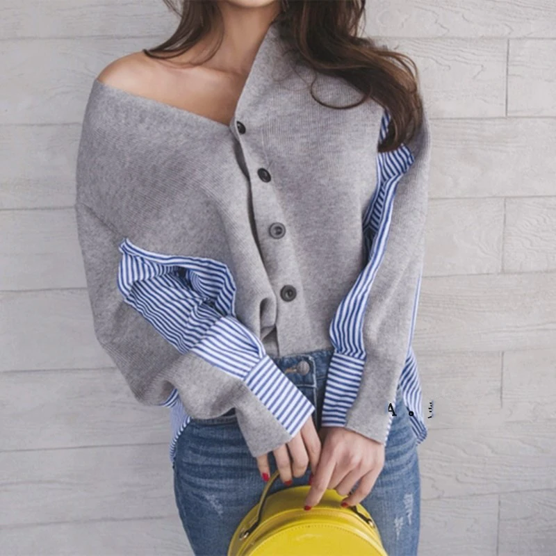 Autumn New 2019 Women Sweater Coat Korean Style V Collar Wild Ladies Sweater Long Sleeve Striped Fashion Casual Knit Women Tops
Autumn New 2019 Women Sweater Coat Korean Style V Collar Wild Ladies Sweater Long Sleeve Striped Fashion Casual Knit Women Tops
