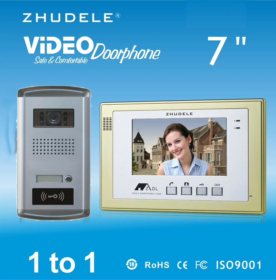 ZHUDELE Высокое качество 7 "цветной TFT LCD монитор видео домофон система