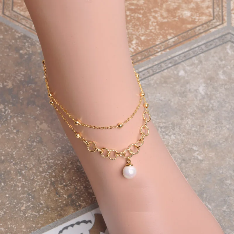 New Exquisite Copper Anklets For Women Pearl Circles Ankle Bracelet Loop shaped Foot Jewelry Ankle Bracelet On A Leg Bijuterias
New Exquisite Copper Anklets For Women Pearl Circles Ankle Bracelet Loop shaped Foot Jewelry Ankle Bracelet On A Leg Bijuterias