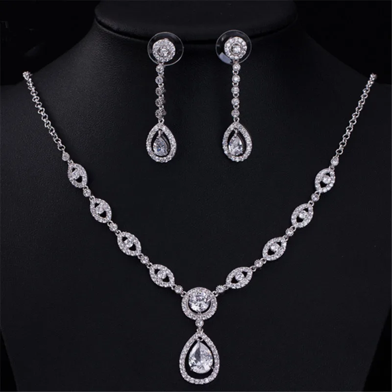 2016 New White Gold Color Exqusite Cubic Zirconia Necklace with Luxury CZ Wedding Jewelry set For Bridal bijoux femme
2016 New White Gold Color Exqusite Cubic Zirconia Necklace with Luxury CZ Wedding Jewelry set For Bridal bijoux femme