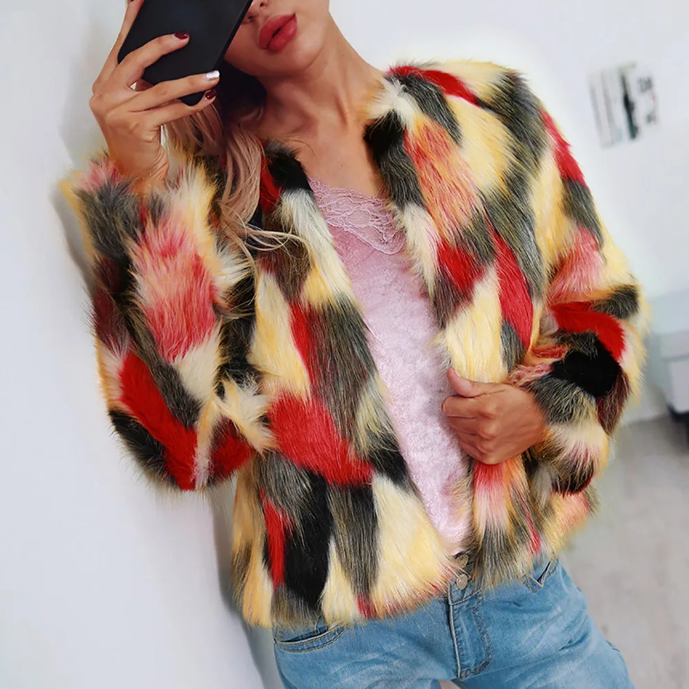 Women Casual Faux Fur Coat Female Nice Autumn Winter Elegant Loose Warm Soft Outwear Multicolor OverCoat Cardigan Collarless
Women Casual Faux Fur Coat Female Nice Autumn Winter Elegant Loose Warm Soft Outwear Multicolor OverCoat Cardigan Collarless