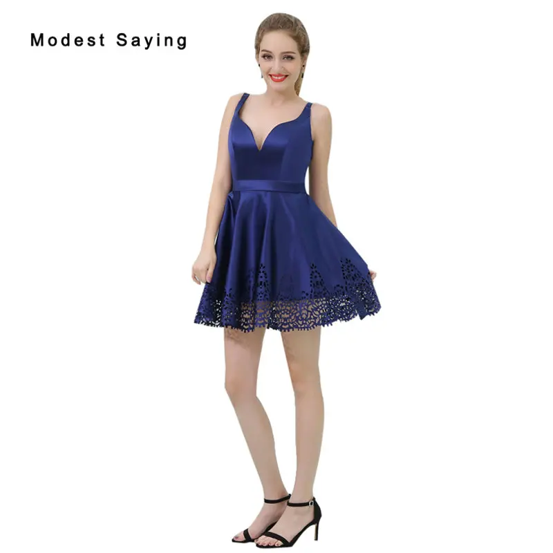 Фото Сексуальное голубое короткое коктейльное платье трапециевидной формы с