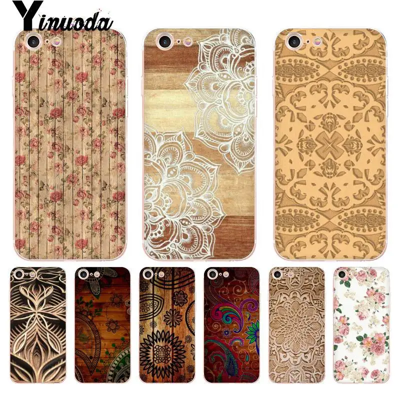 Чехол Yinuoda для iPhone 7 6 X прозрачный чехол с изображением цветов и дерева мандалы 8 6S