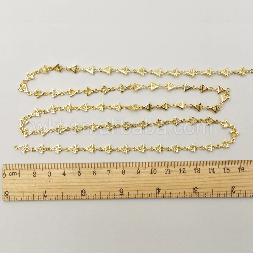 

WT-BC083 Wholesale Resist Tarnishable Gold Color 10 Meter Zircon Chain Fashion Gorgeous Hand Make Zircon Necklace