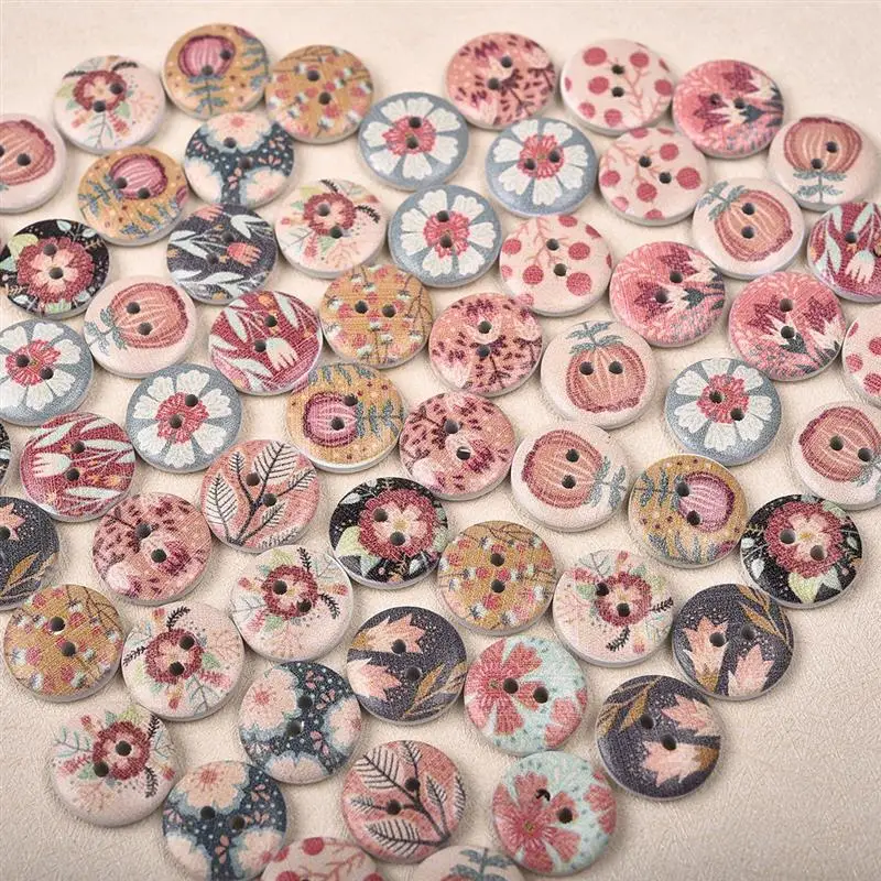 50Pcs New Flower Printed Round Wooden Button 2 Holes 15mm Mixed Wood Buttons Sewing Accessories For Clothing Decoration DIY
50Pcs New Flower Printed Round Wooden Button 2 Holes 15mm Mixed Wood Buttons Sewing Accessories For Clothing Decoration DIY