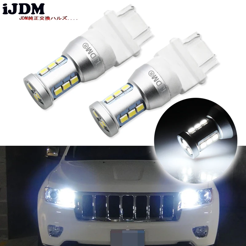 

iJDM 1400 Lumens Xenon White 144-SMD 3157 3357 3457 4114 3156 T25 LED Bulbs For 2011-up Jeep Compass For Daytime Running Lights