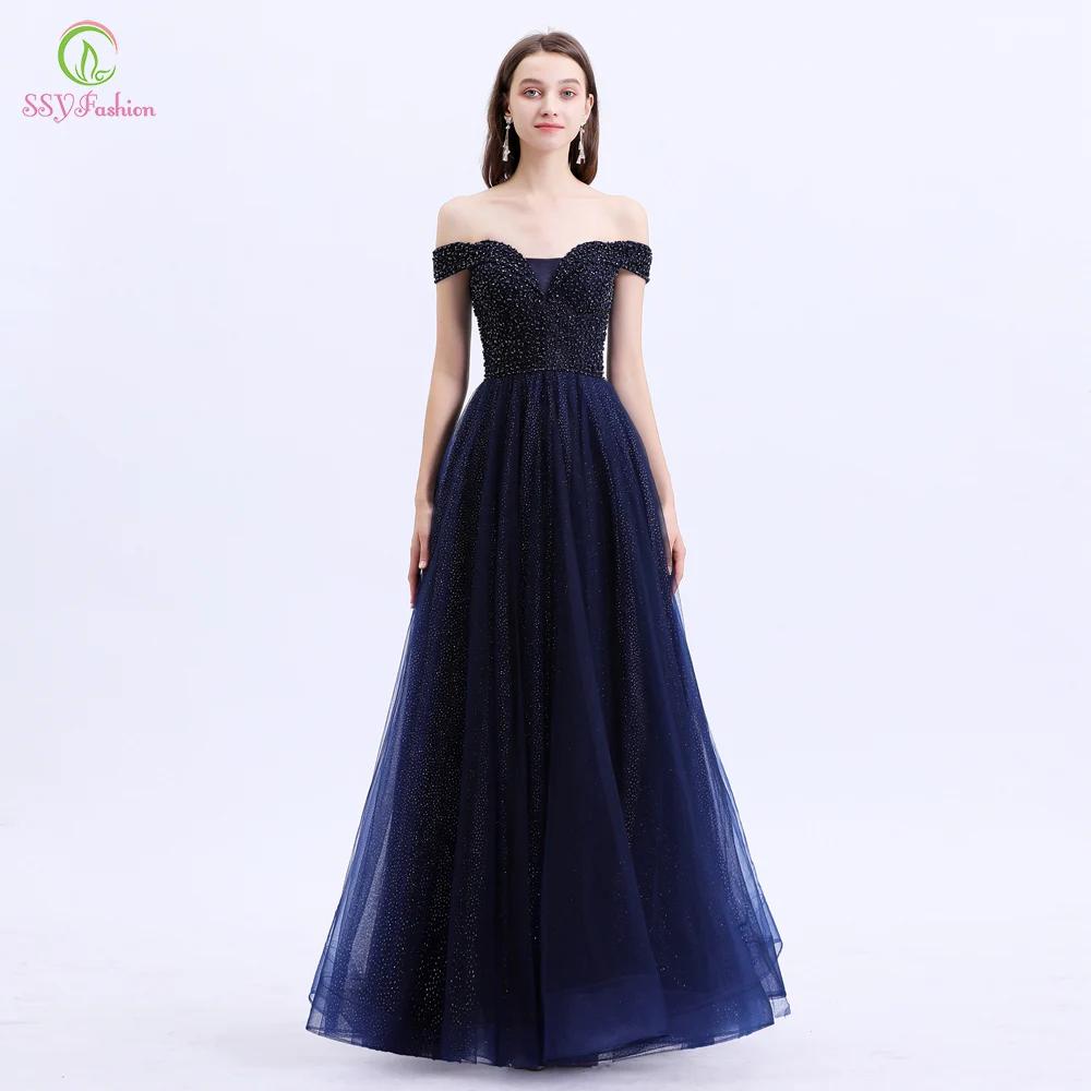 Женское вечернее платье SSYFashion, элегантное темно-синее платье с вырезом лодочкой и блестками, с бисером, для особых случаев
Женское вечернее платье SSYFashion, элегантное темно-синее платье с вырезом лодочкой и блестками, с бисером, для особых случаев