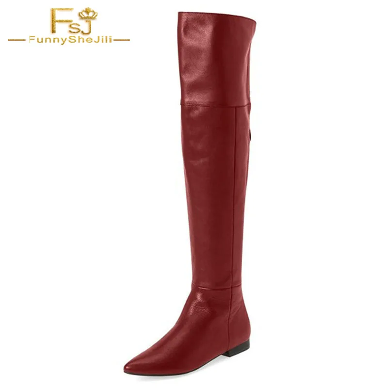 FSJ Dark Red Over-the-Knee Women Boots Solid Leather Pointed Toe Flat Back Zip Ladies Booties Classic Outdoor Dress 2021 Winter
FSJ Dark Red Over-the-Knee Women Boots Solid Leather Pointed Toe Flat Back Zip Ladies Booties Classic Outdoor Dress 2021 Winter