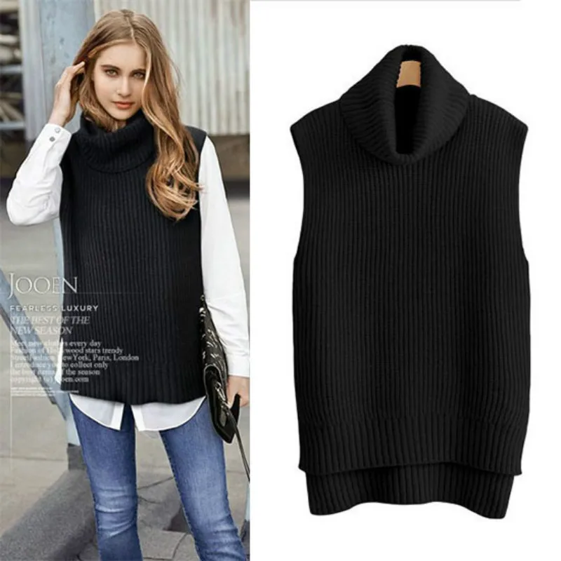 Fashion Women Spring Autumn Cashmere Wool Knitted Sweaters High collar Loose Vests Female Pullovers Sleeveless Plus Size 2018
Fashion Women Spring Autumn Cashmere Wool Knitted Sweaters High collar Loose Vests Female Pullovers Sleeveless Plus Size 2018