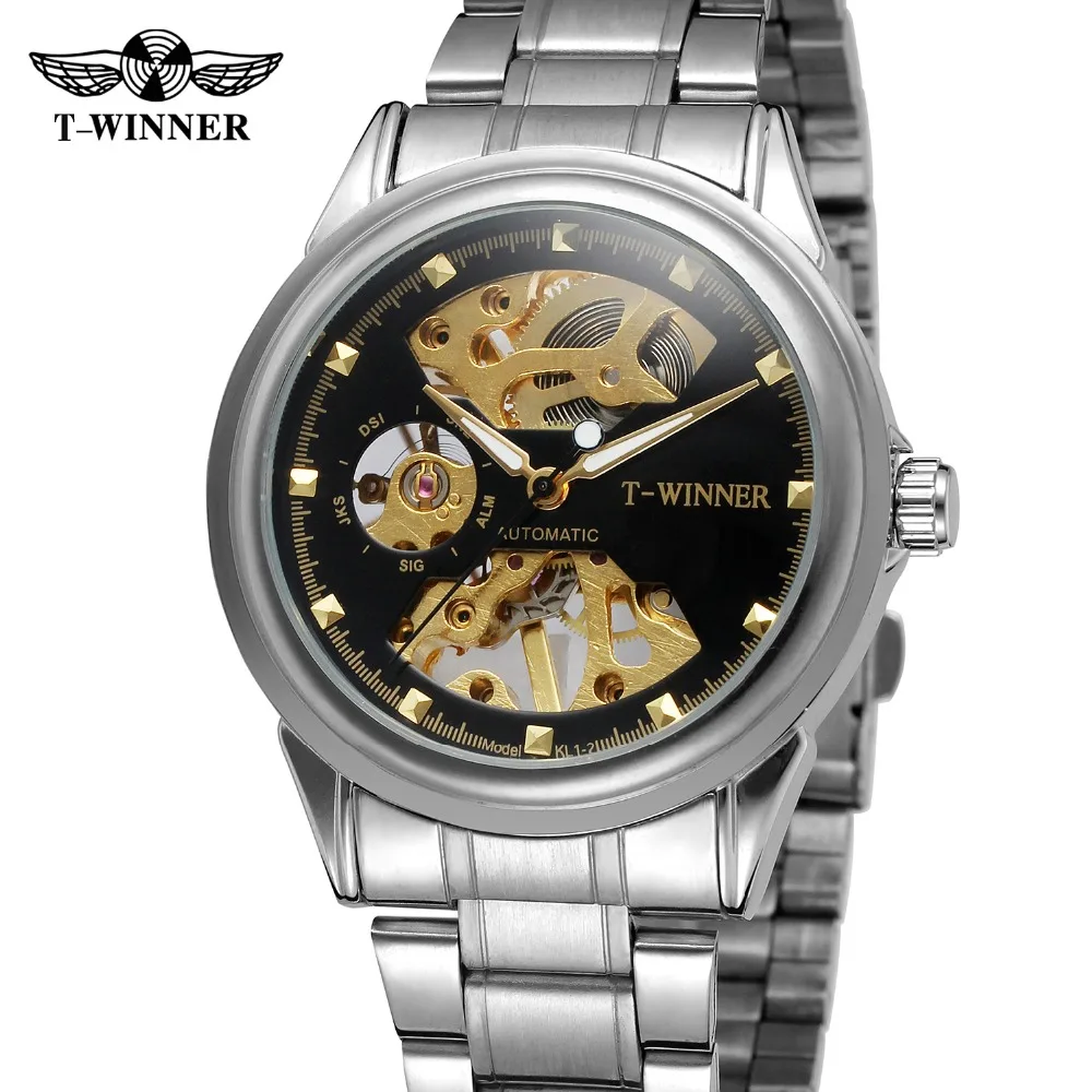 T-WINNER Men's Skeleton Mechanical Hand-wing Original Transparent Crystal Casual Watch with Stainless Steel Bracelet WRG8125M4
T-WINNER Men's Skeleton Mechanical Hand-wing Original Transparent Crystal Casual Watch with Stainless Steel Bracelet WRG8125M4