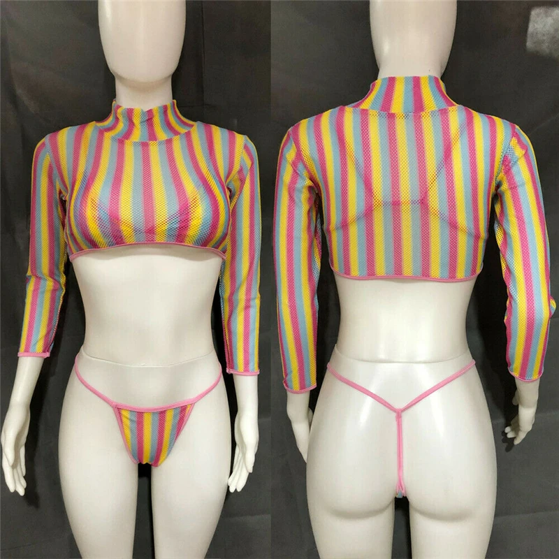 3PCS Sexy Women Bikini Set+Cover Up Striped Mesh Swimwear Long Sleeve Swimsuit Bathing Suit Beach Wear Women Bikini Cover Up
3PCS Sexy Women Bikini Set+Cover Up Striped Mesh Swimwear Long Sleeve Swimsuit Bathing Suit Beach Wear Women Bikini Cover Up