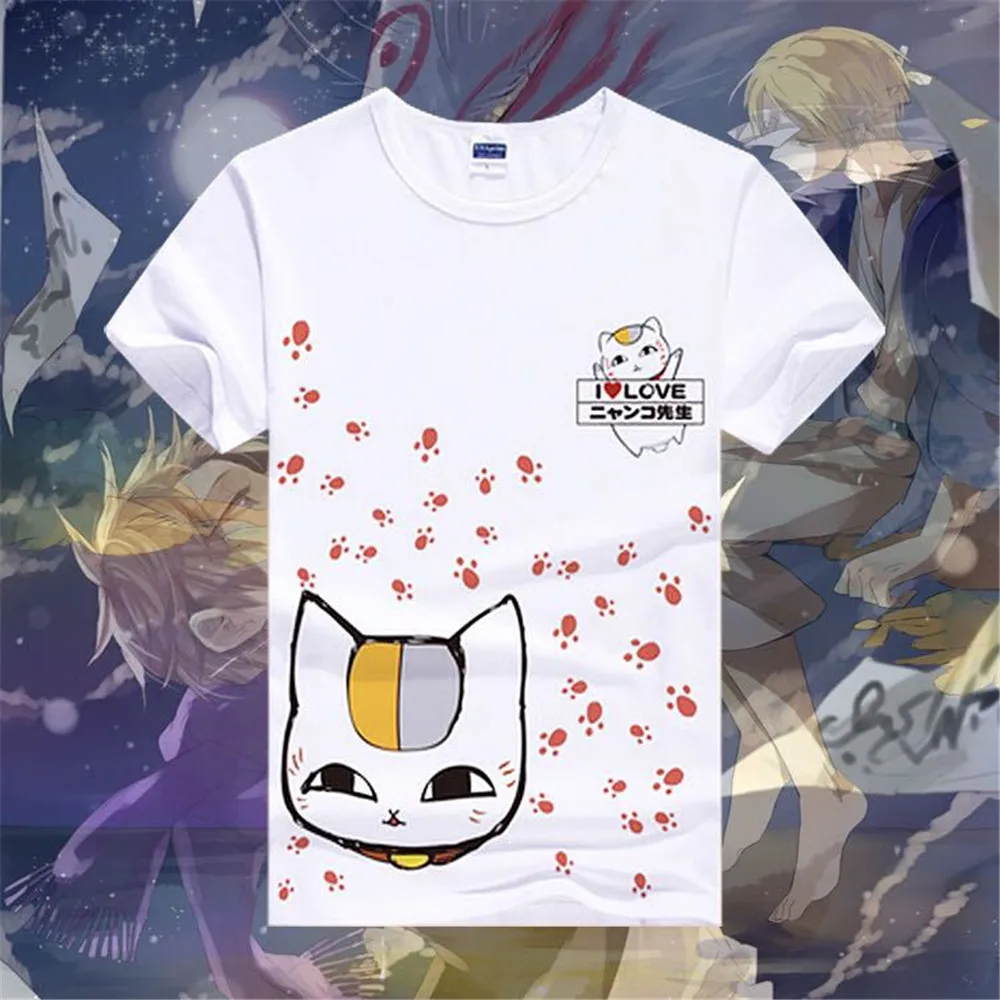 Футболка с изображением японского аниме кошка Natsume Yuujinchou natsume для мальчиков и