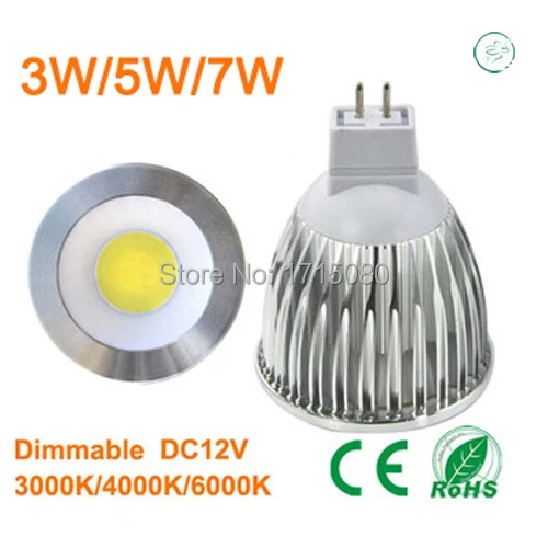 

New 1pcs/lot high power MR16 12V 3w 5w 7w led Dimmable cob spotlight lamp bulb natural cool white GU5.3 220V fixture lighting
