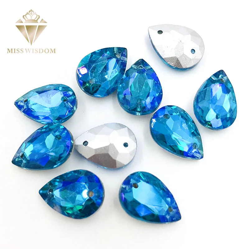 10X14mm water drop Lake blue AB glass crystal pointback Double hole sew on rhinestones Diy dress wedding accessories
10X14mm water drop Lake blue AB glass crystal pointback Double hole sew on rhinestones Diy dress wedding accessories
