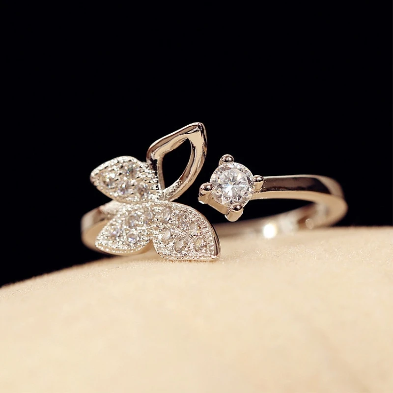 Literary Butterfly Silver Color Temperament Sweet Personality Simple Fresh Fashion Female Resizable Opening Rings SRI052
Literary Butterfly Silver Color Temperament Sweet Personality Simple Fresh Fashion Female Resizable Opening Rings SRI052