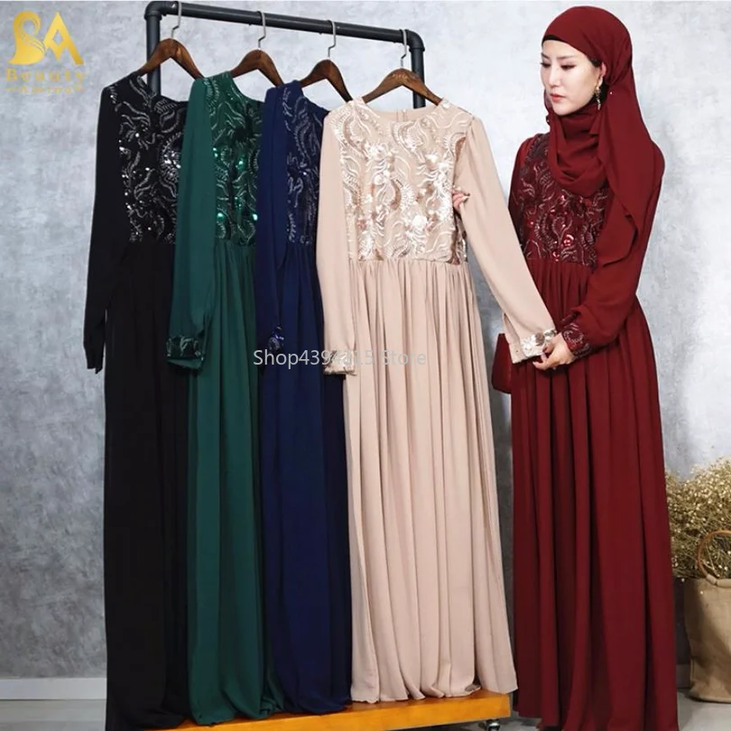 Muslim adult lace stitching abaya Arab Fashion embroidery chiffon muslim Dresses Musical Robe prayer Ramadan dress wj2846 | Тематическая
