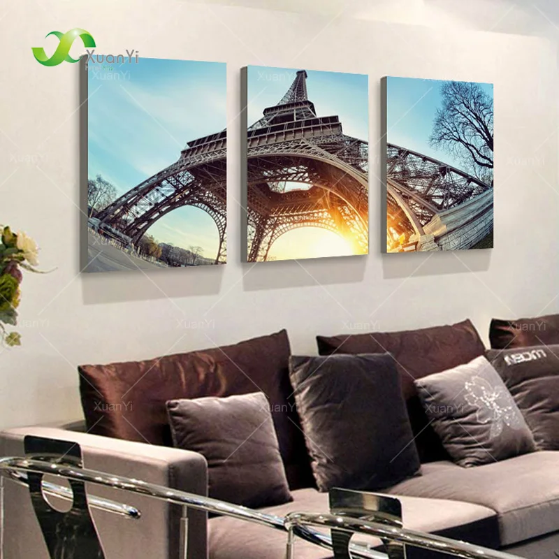 

3 Panel Eiffel Tower Wall Picture Printed Painting Landscape Oil Painting On Canvas Home Decorative Art Picture Unframed PR1129