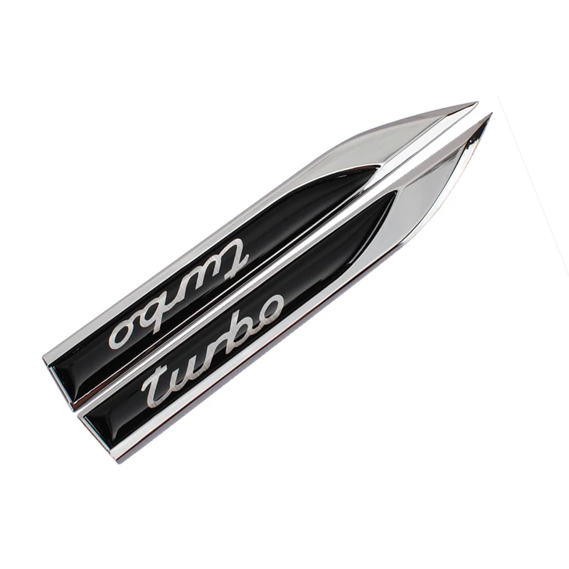 2pcs Side Wing Metal Turbo Logo Blade Fender 3D Stickers Emblem Decal motorcycle car styling Auto Accessories | Автомобили и