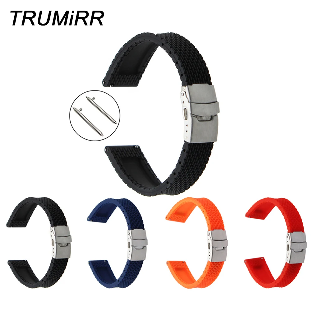 

Quick Release Silicone Rubber Watch Band 22mm for Samsung Gear 2 R380 Neo R381 Live R382 Moto 360 2 46mm Pebble Time Wrist Strap