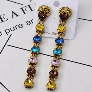 Quality Elegant Vintage Lion Head Long Crystal Gem Drop Earrings Women Fashion Dress Party Jewelry
Quality Elegant Vintage Lion Head Long Crystal Gem Drop Earrings Women Fashion Dress Party Jewelry
