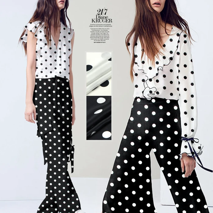 114cm wide 12mm dots print silk crepe de chine fabric for dress shirt clothes white and black available D254
114cm wide 12mm dots print silk crepe de chine fabric for dress shirt clothes white and black available D254