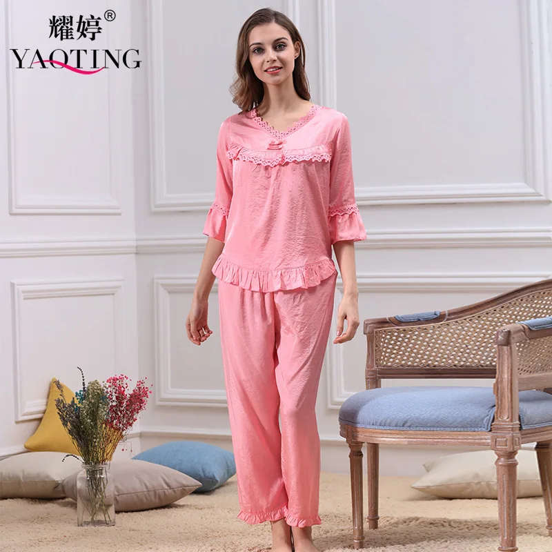 Spring Summer Cotton Pajamas 2 Pieces Women V Collar Lace Comfortable Lovely Pajama Sets Women's Sleep and Lounge Sleep Clothes
Spring Summer Cotton Pajamas 2 Pieces Women V Collar Lace Comfortable Lovely Pajama Sets Women's Sleep and Lounge Sleep Clothes
