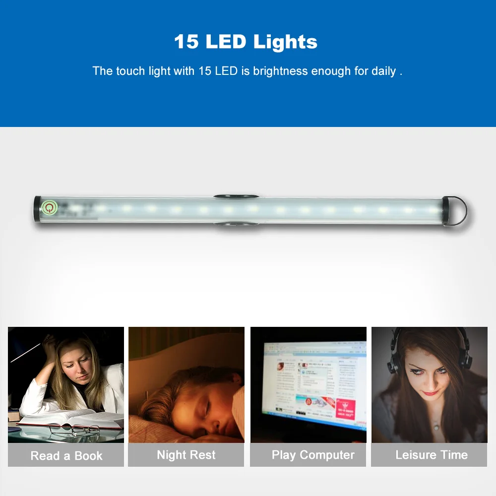 Closet Touch Light Bar Lamp 15LED Rechargeable Wireless Touch Switch Light Dimmable Push Light Cabinet Stair Night Camping Light
Closet Touch Light Bar Lamp 15LED Rechargeable Wireless Touch Switch Light Dimmable Push Light Cabinet Stair Night Camping Light