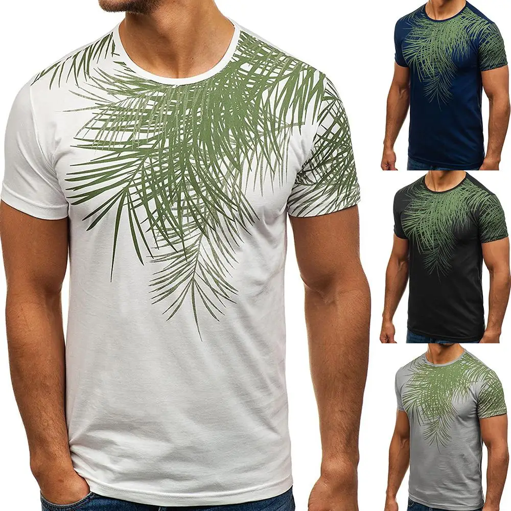 T shirt Men's Clothing Tops Tees Leaf prints Round neck Slim Short sleeve T-shirt Male Black White Gray Navy
T shirt Men's Clothing Tops Tees Leaf prints Round neck Slim Short sleeve T-shirt Male Black White Gray Navy