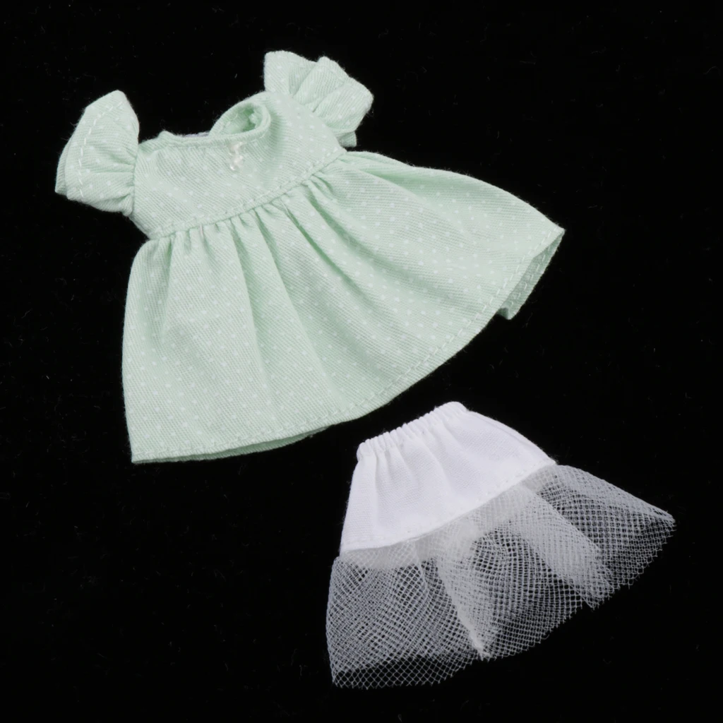 1/12 Fashion Doll Clothing Dotted Dress Pettiskirt Outfit for Mini 11cm OB Dolls Up Accessories | Игрушки и хобби