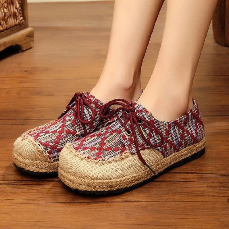 Women Fashion Sweet Comfortable Hemp Flat Platform Shoes Lady Cool Comfortable Lace Up Shoes Retro Cloth Dance Shoes E2158
Women Fashion Sweet Comfortable Hemp Flat Platform Shoes Lady Cool Comfortable Lace Up Shoes Retro Cloth Dance Shoes E2158