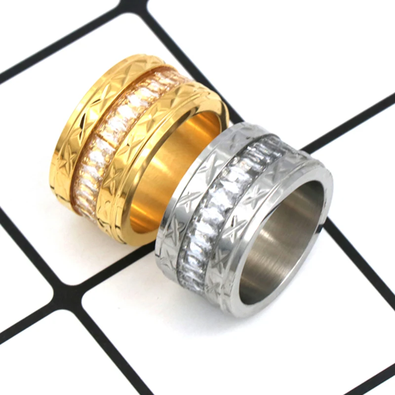 PZ Stainless Steel jewelry Fashion Women Ring Finger Jewelry Rose Gold /Steel /Gold Color Rhinestone Crystal Rings five Sizes | Украшения и