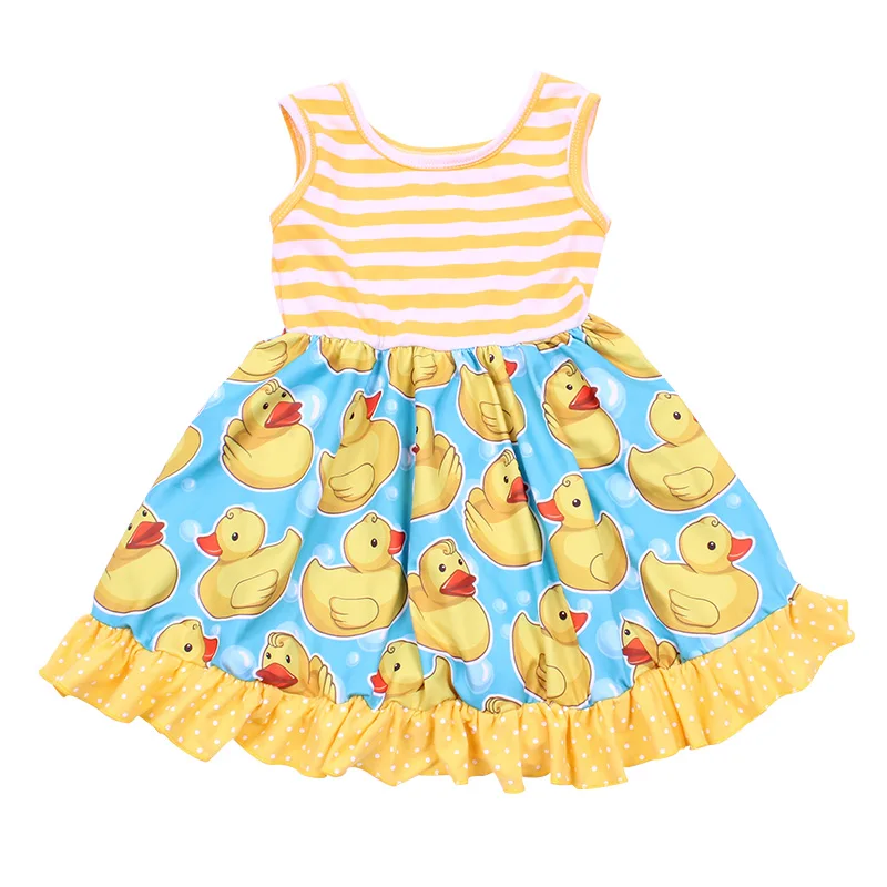 Cartoon Yellow Duck printed toddler dress baby girls striped summer party birthday dress Kids frock design summer clothing
Cartoon Yellow Duck printed toddler dress baby girls striped summer party birthday dress Kids frock design summer clothing