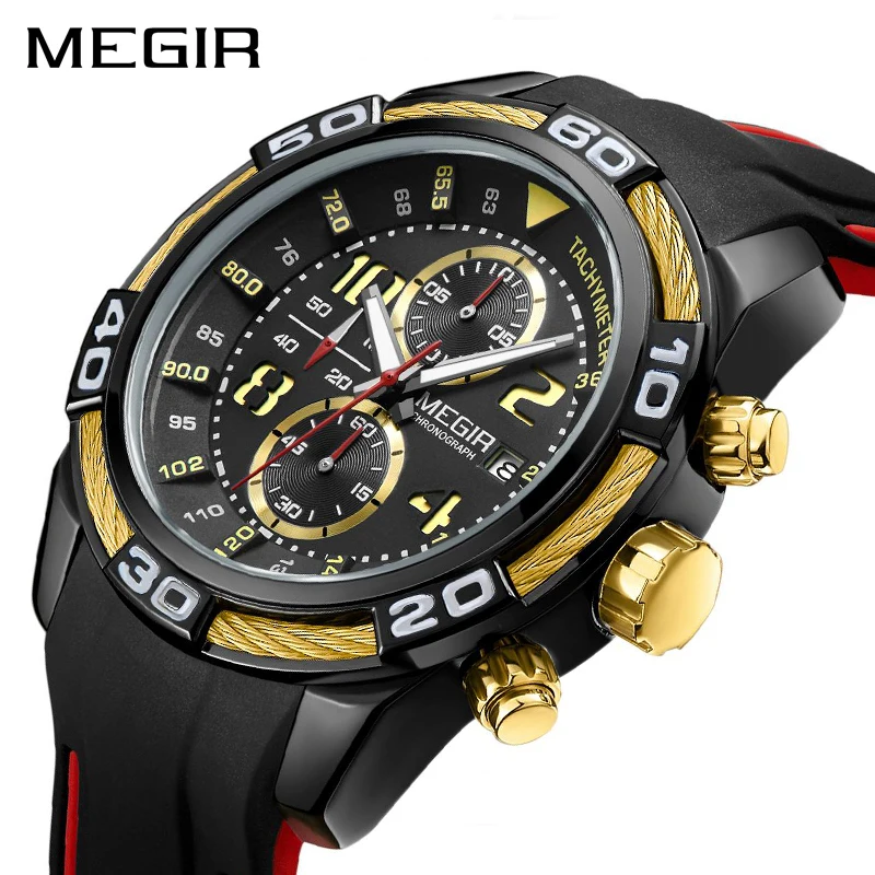 MEGIR Chronograph Sport Men Watch Creative Silicone Army Military Wrist Watches Clock Men Relogio Masculino Quartz Watch Hour
MEGIR Chronograph Sport Men Watch Creative Silicone Army Military Wrist Watches Clock Men Relogio Masculino Quartz Watch Hour