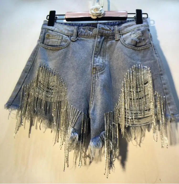 Hazy beauty 2020 Summer Wear Heavy Tassels Nail Diamond Beads High All-match Thin Waist Denim Shorts Women
Hazy beauty 2020 Summer Wear Heavy Tassels Nail Diamond Beads High All-match Thin Waist Denim Shorts Women