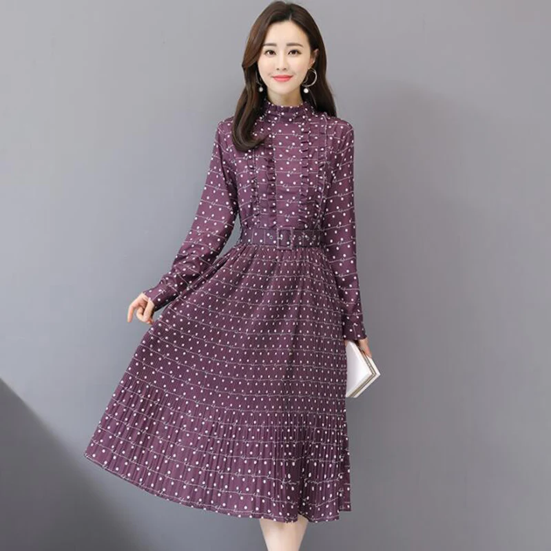 Vintage Pleated Dress Women 2019 Spring Long Sleeve O-Neck Elegant Slim A-line Dress Women's Dot Printed Party Dresses
Vintage Pleated Dress Women 2019 Spring Long Sleeve O-Neck Elegant Slim A-line Dress Women's Dot Printed Party Dresses